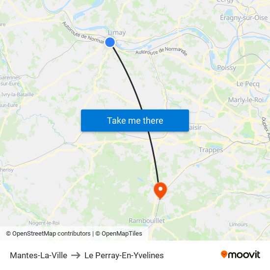 Mantes-La-Ville to Le Perray-En-Yvelines map