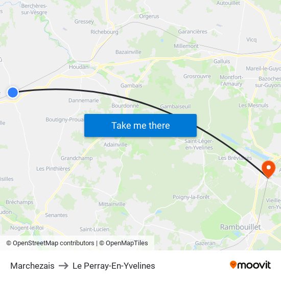 Marchezais to Le Perray-En-Yvelines map