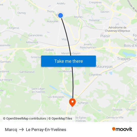 Marcq to Le Perray-En-Yvelines map