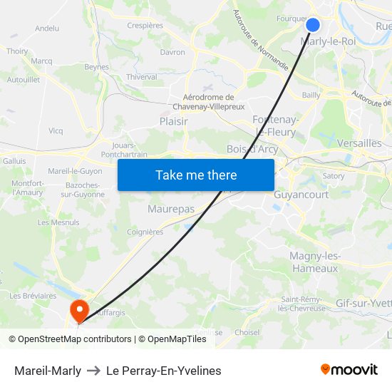 Mareil-Marly to Le Perray-En-Yvelines map