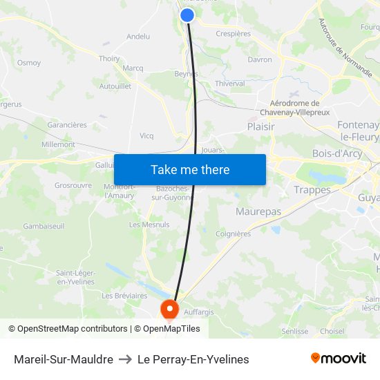 Mareil-Sur-Mauldre to Le Perray-En-Yvelines map