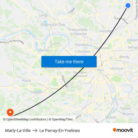 Marly-La-Ville to Le Perray-En-Yvelines map