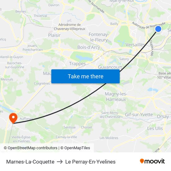 Marnes-La-Coquette to Le Perray-En-Yvelines map