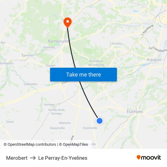 Merobert to Le Perray-En-Yvelines map