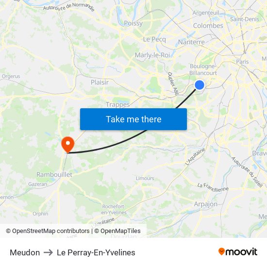 Meudon to Le Perray-En-Yvelines map