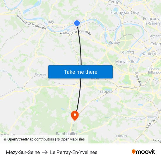 Mezy-Sur-Seine to Le Perray-En-Yvelines map