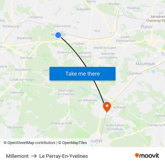 Millemont to Le Perray-En-Yvelines map