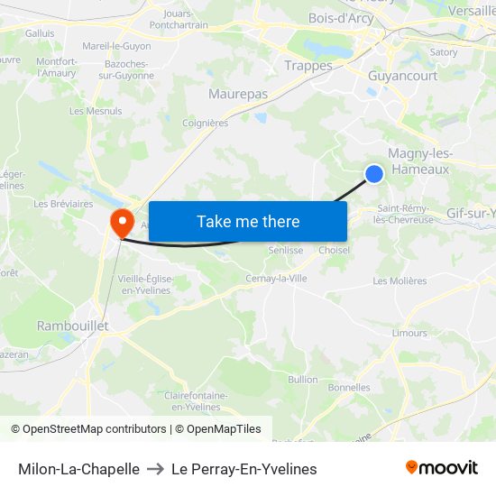 Milon-La-Chapelle to Le Perray-En-Yvelines map