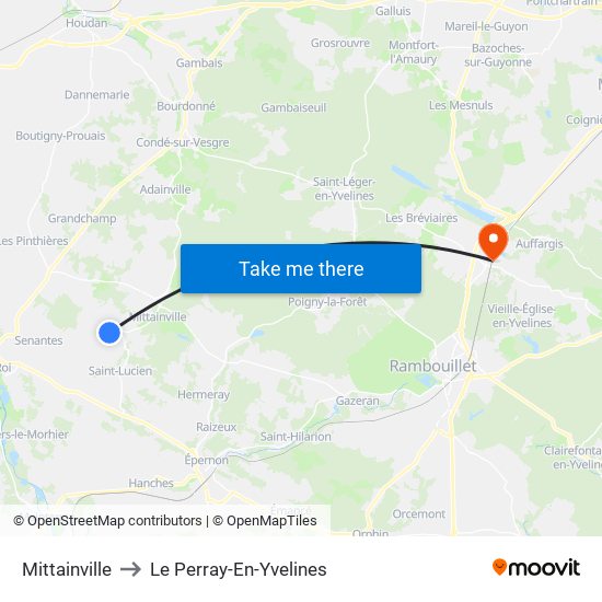 Mittainville to Le Perray-En-Yvelines map