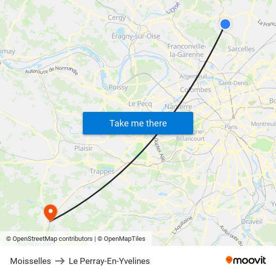 Moisselles to Le Perray-En-Yvelines map