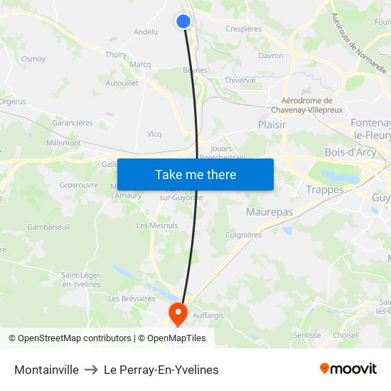 Montainville to Le Perray-En-Yvelines map