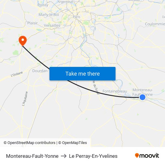 Montereau-Fault-Yonne to Le Perray-En-Yvelines map