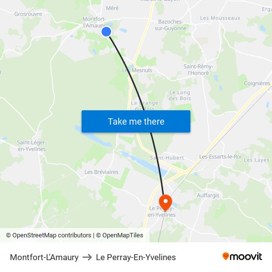 Montfort-L'Amaury to Le Perray-En-Yvelines map