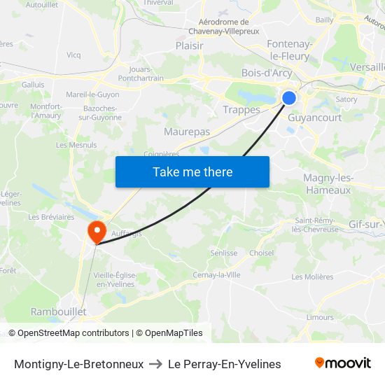 Montigny-Le-Bretonneux to Le Perray-En-Yvelines map