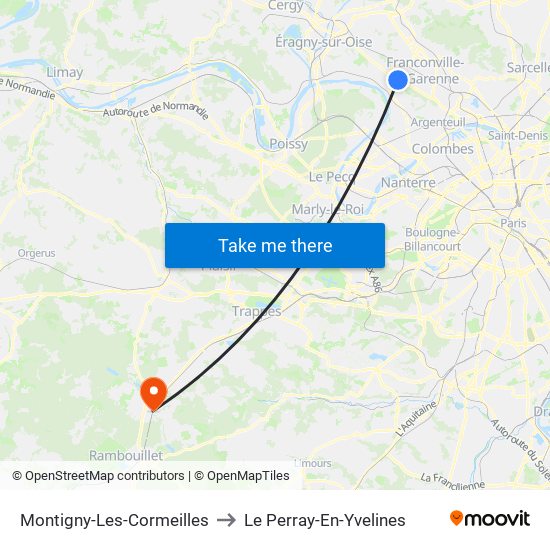 Montigny-Les-Cormeilles to Le Perray-En-Yvelines map