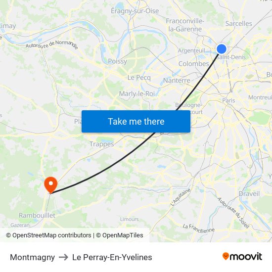 Montmagny to Le Perray-En-Yvelines map