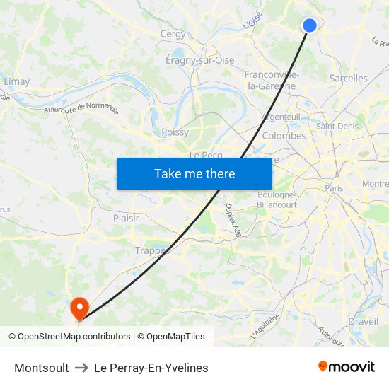 Montsoult to Le Perray-En-Yvelines map