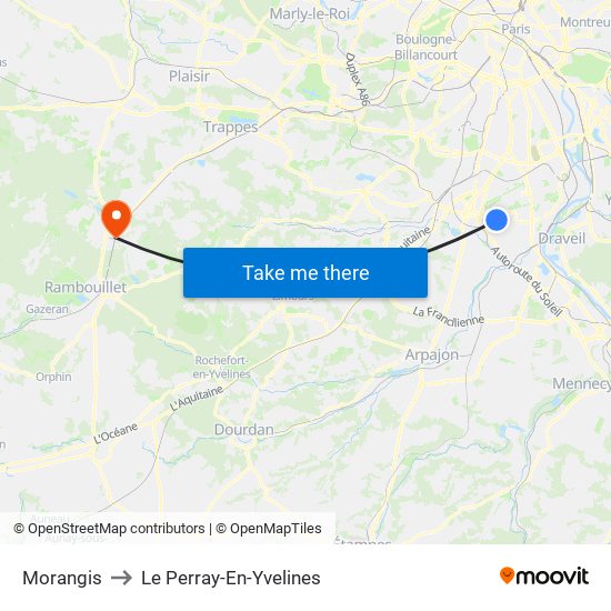 Morangis to Le Perray-En-Yvelines map