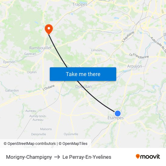 Morigny-Champigny to Le Perray-En-Yvelines map