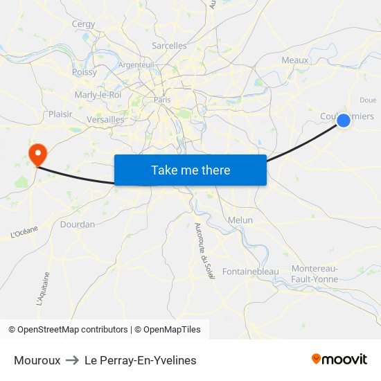 Mouroux to Le Perray-En-Yvelines map