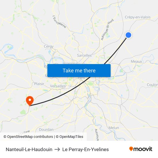 Nanteuil-Le-Haudouin to Le Perray-En-Yvelines map