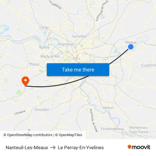 Nanteuil-Les-Meaux to Le Perray-En-Yvelines map