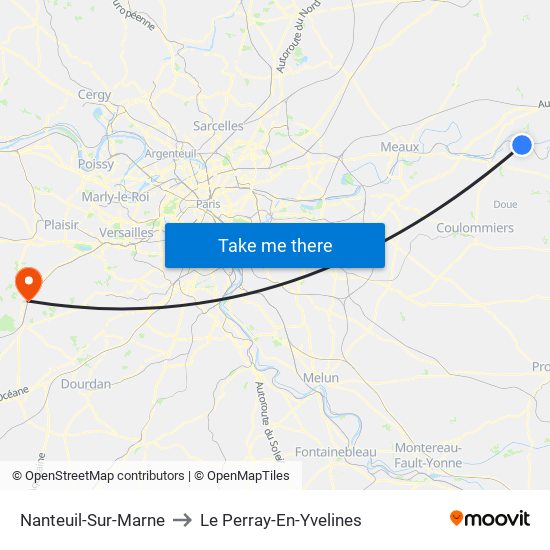 Nanteuil-Sur-Marne to Le Perray-En-Yvelines map