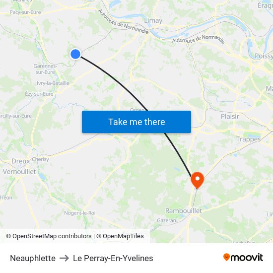 Neauphlette to Le Perray-En-Yvelines map