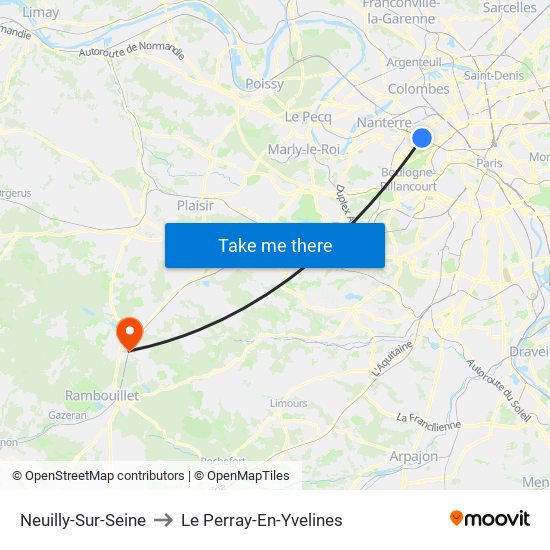 Neuilly-Sur-Seine to Le Perray-En-Yvelines map