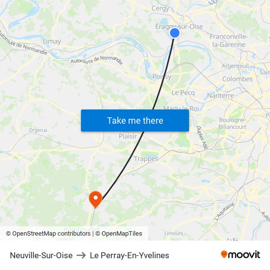 Neuville-Sur-Oise to Le Perray-En-Yvelines map