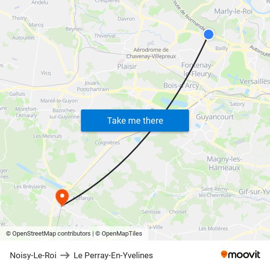 Noisy-Le-Roi to Le Perray-En-Yvelines map