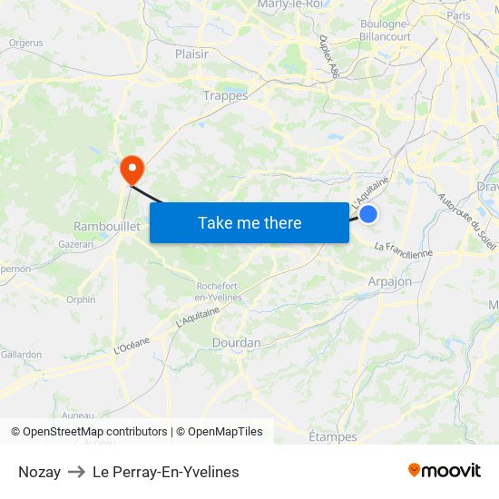 Nozay to Le Perray-En-Yvelines map