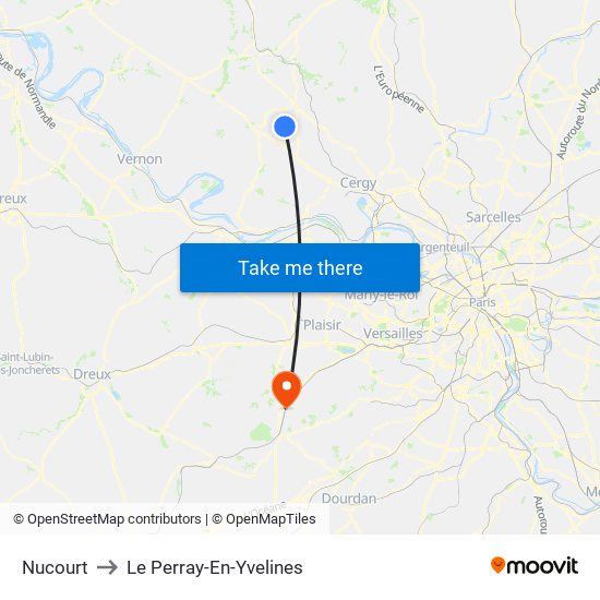 Nucourt to Le Perray-En-Yvelines map