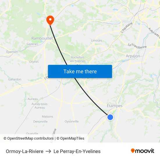 Ormoy-La-Riviere to Le Perray-En-Yvelines map