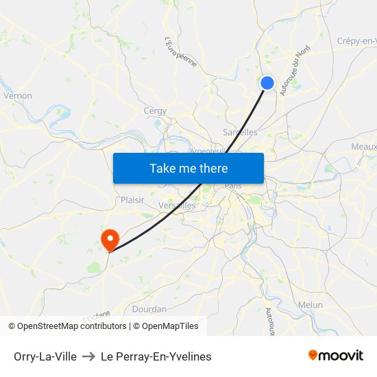 Orry-La-Ville to Le Perray-En-Yvelines map