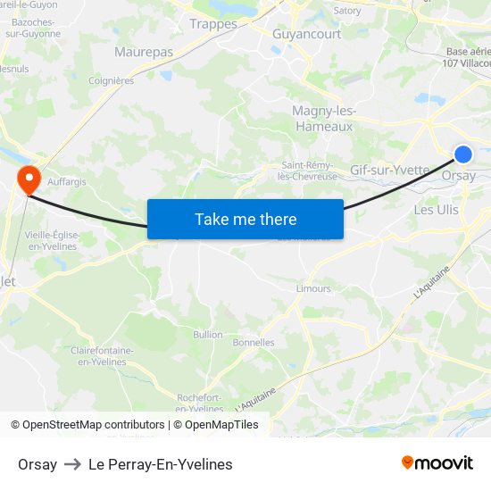 Orsay to Le Perray-En-Yvelines map