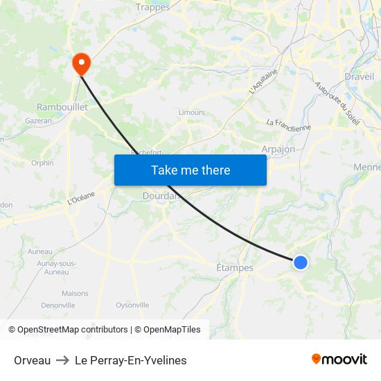 Orveau to Le Perray-En-Yvelines map