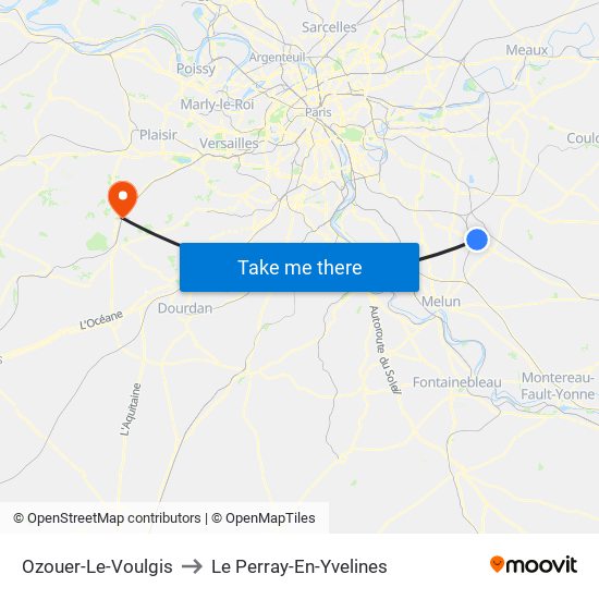 Ozouer-Le-Voulgis to Le Perray-En-Yvelines map
