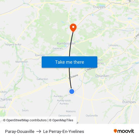 Paray-Douaville to Le Perray-En-Yvelines map