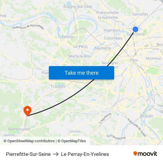 Pierrefitte-Sur-Seine to Le Perray-En-Yvelines map