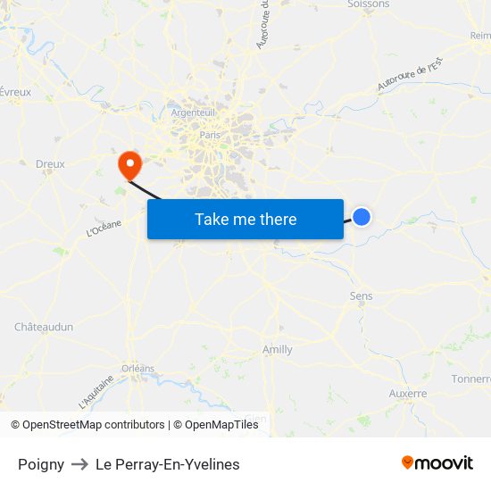 Poigny to Le Perray-En-Yvelines map