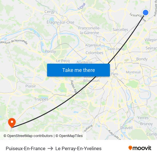 Puiseux-En-France to Le Perray-En-Yvelines map