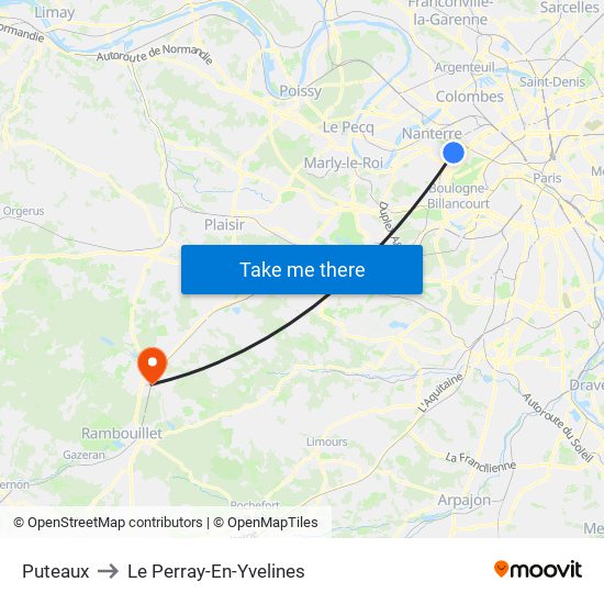Puteaux to Le Perray-En-Yvelines map