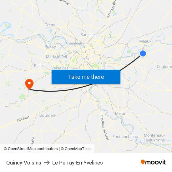 Quincy-Voisins to Le Perray-En-Yvelines map