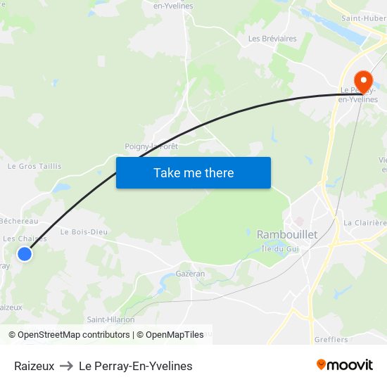 Raizeux to Le Perray-En-Yvelines map