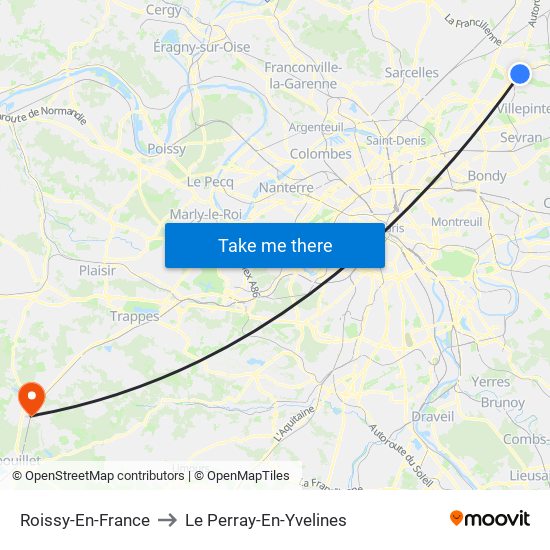 Roissy-En-France to Le Perray-En-Yvelines map