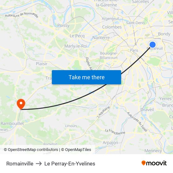 Romainville to Le Perray-En-Yvelines map