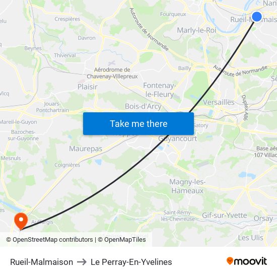 Rueil-Malmaison to Le Perray-En-Yvelines map