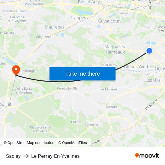 Saclay to Le Perray-En-Yvelines map