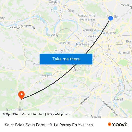 Saint-Brice-Sous-Foret to Le Perray-En-Yvelines map